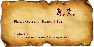 Modrovics Kamilla névjegykártya